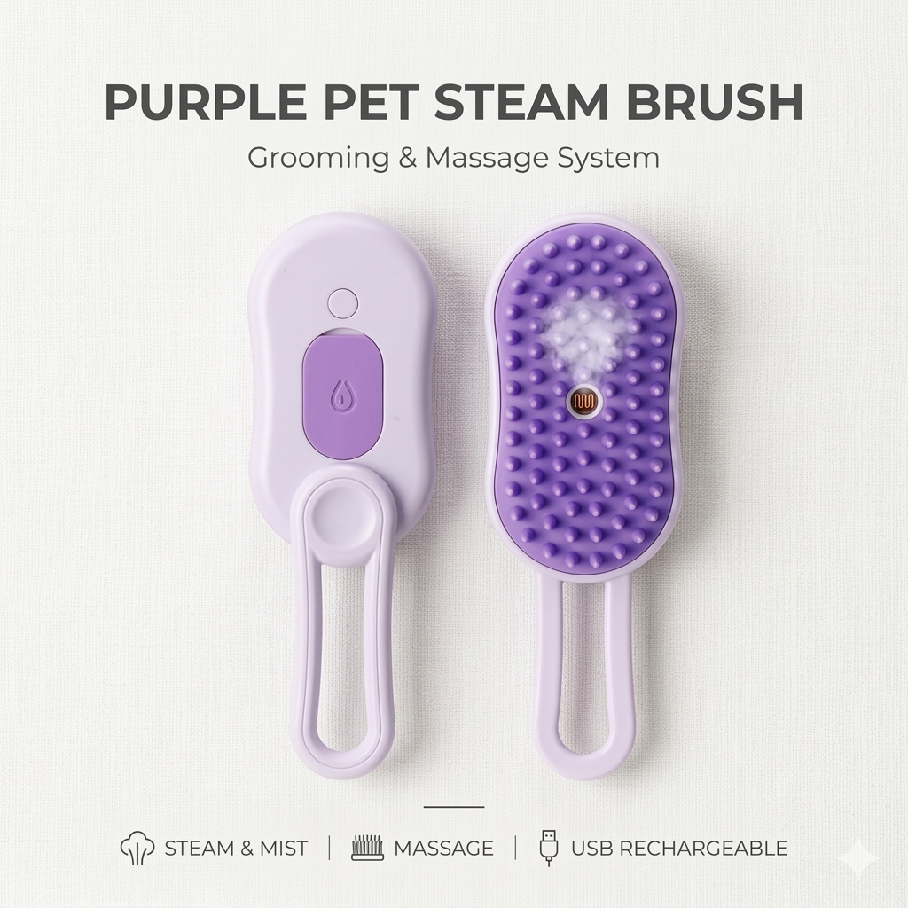 SteamBrush™ 3-in-1 Self-Cleaning Pet Groomer