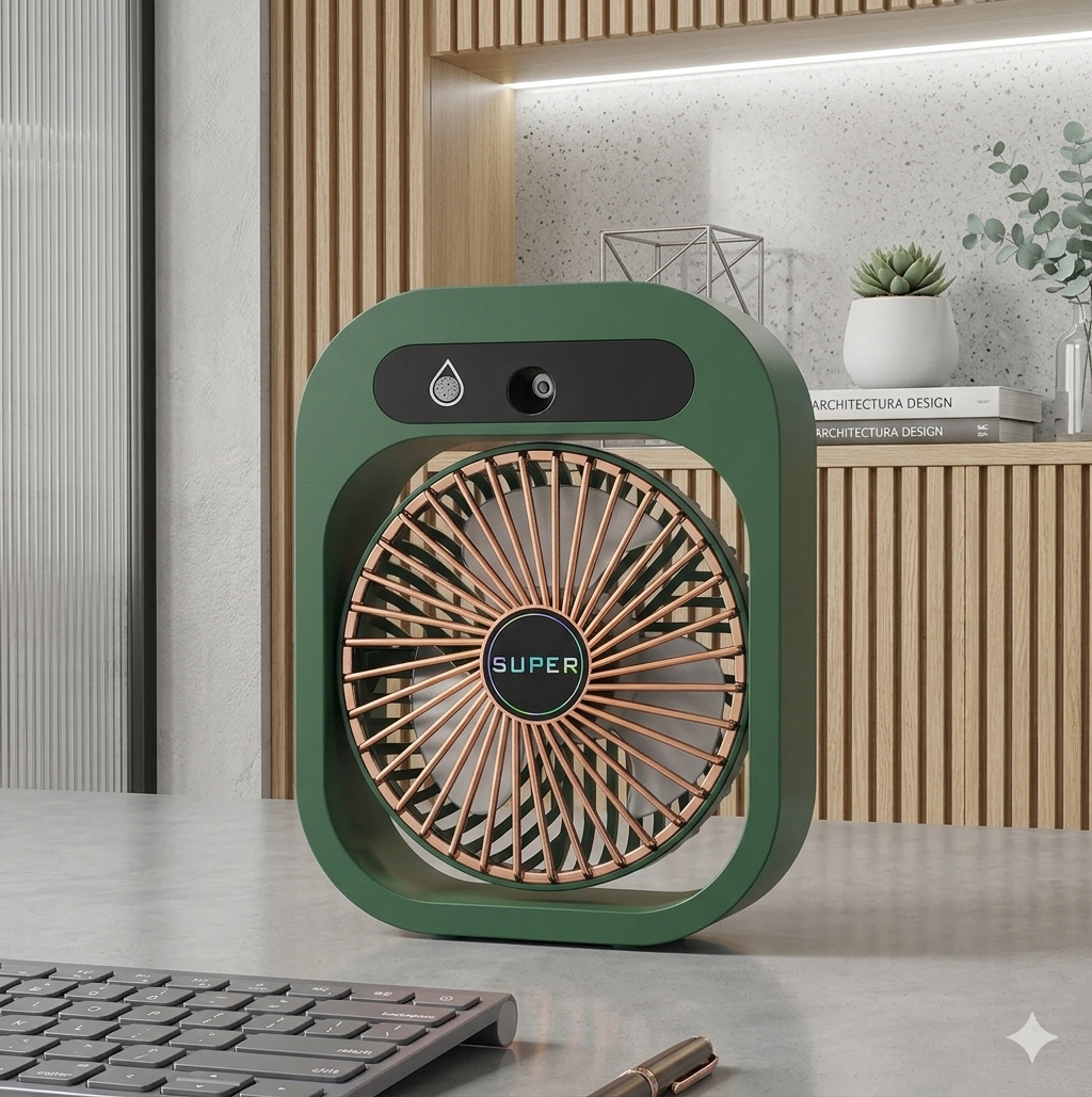 2-in-1 Mini Misting Fan & Humidifier – Portable USB Cooling Fan