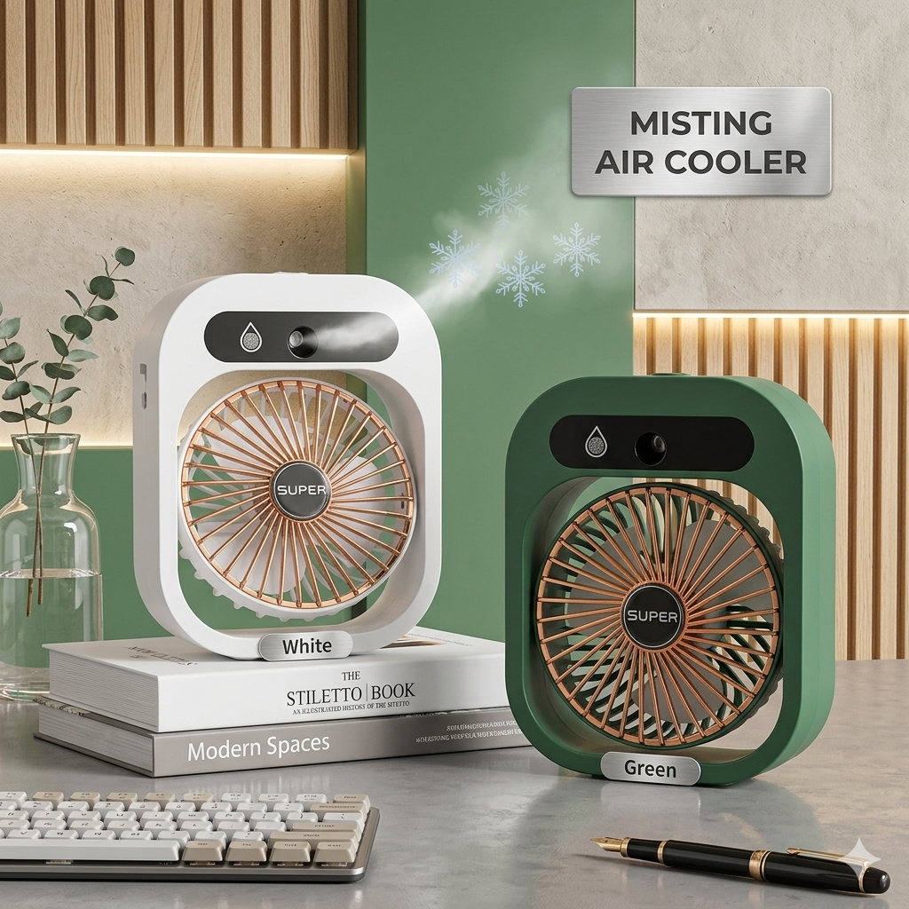 2-in-1 Mini Misting Fan & Humidifier – Portable USB Cooling Fan
