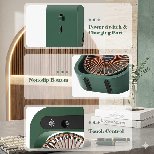 2-in-1 Mini Misting Fan & Humidifier – Portable USB Cooling Fan