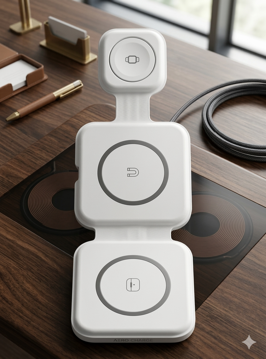 3-in-1 Foldable Magnetic Wireless Charging Station for iPhone, Apple Watch & AirPods