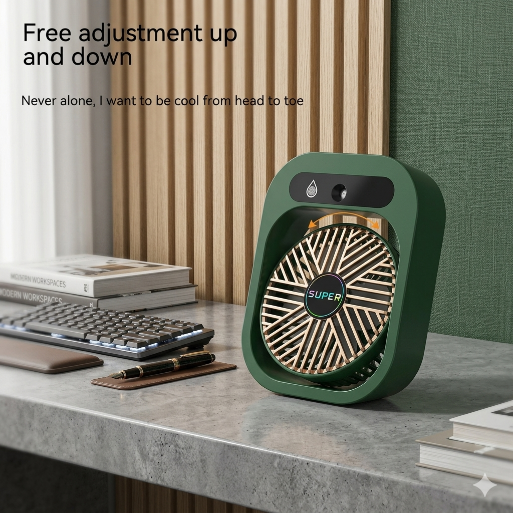 2-in-1 Mini Misting Fan & Humidifier – Portable USB Cooling Fan