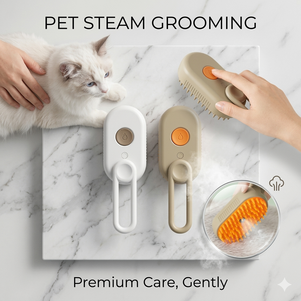 SteamBrush™ 3-in-1 Self-Cleaning Pet Groomer