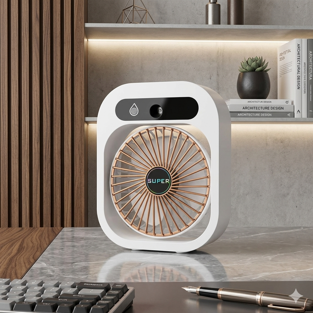 2-in-1 Mini Misting Fan & Humidifier – Portable USB Cooling Fan