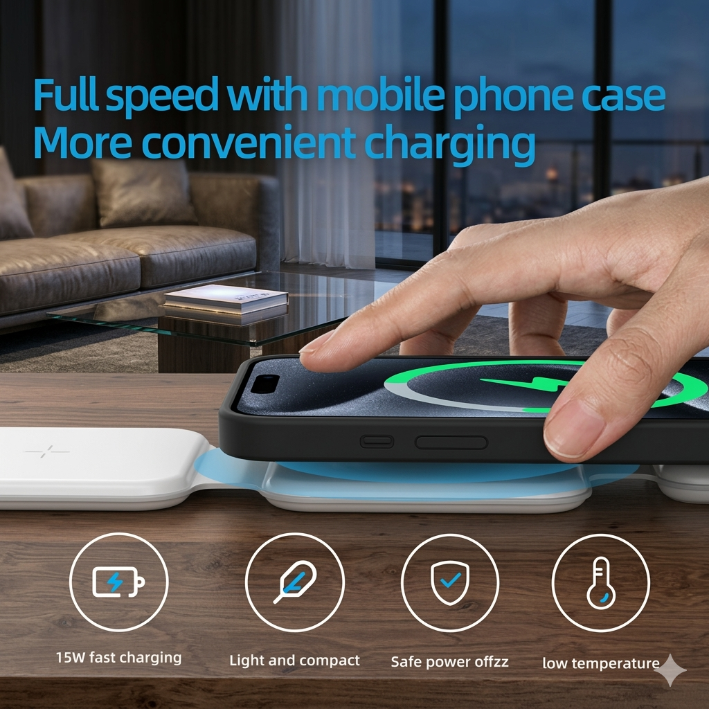 3-in-1 Foldable Magnetic Wireless Charging Station for iPhone, Apple Watch & AirPods