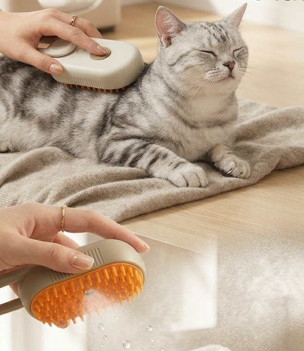 SteamBrush™ 3-in-1 Self-Cleaning Pet Groomer