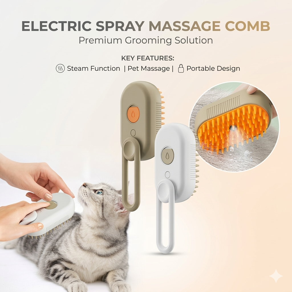 SteamBrush™ 3-in-1 Self-Cleaning Pet Groomer